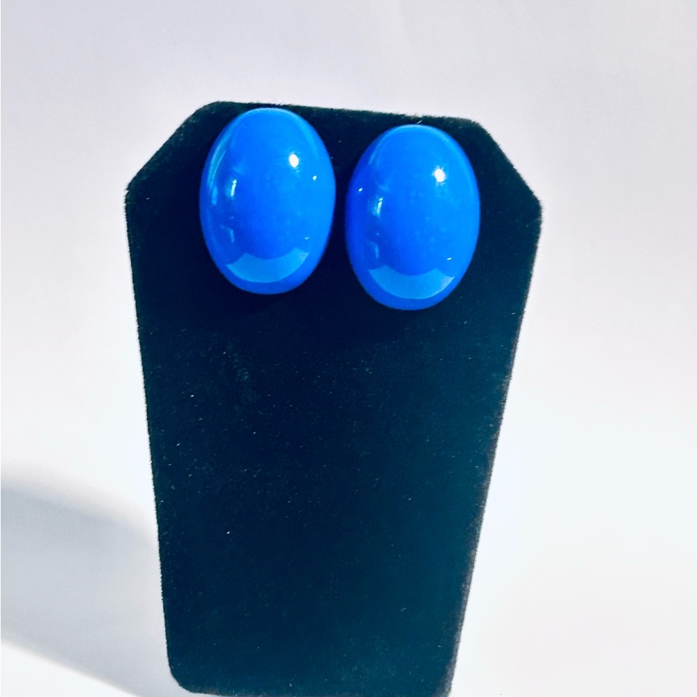 Vintage Blue Oval Earrings - Women Jewelry, Vintage Earrings